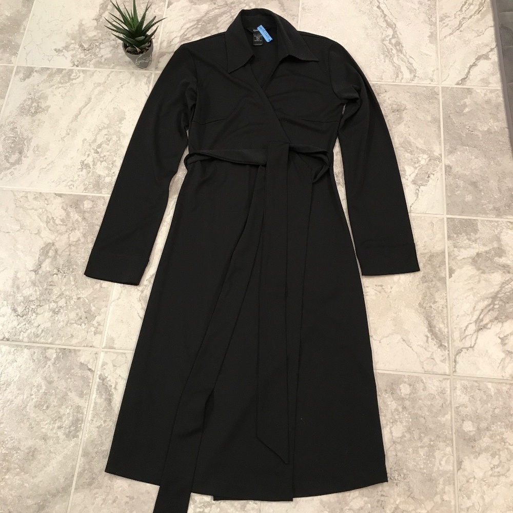 Express Black Long Sleeve Wrap Dress